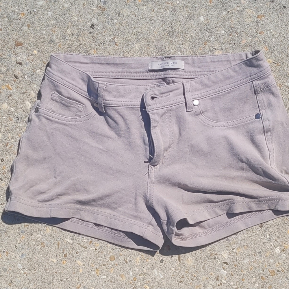 Active USA Tan Shorts with Cuffed Hem